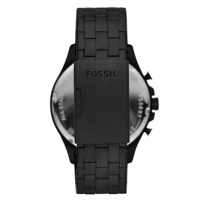 Fossil Mens Forrester Black Dial Band Stainless Steel Chronograph Watch - FS5697