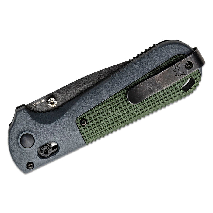 Benchmade Gray and Green Grivory Handles CPM-D2 Graphite Black Combo Blade AXIS Folding Knife - BM-430SBK