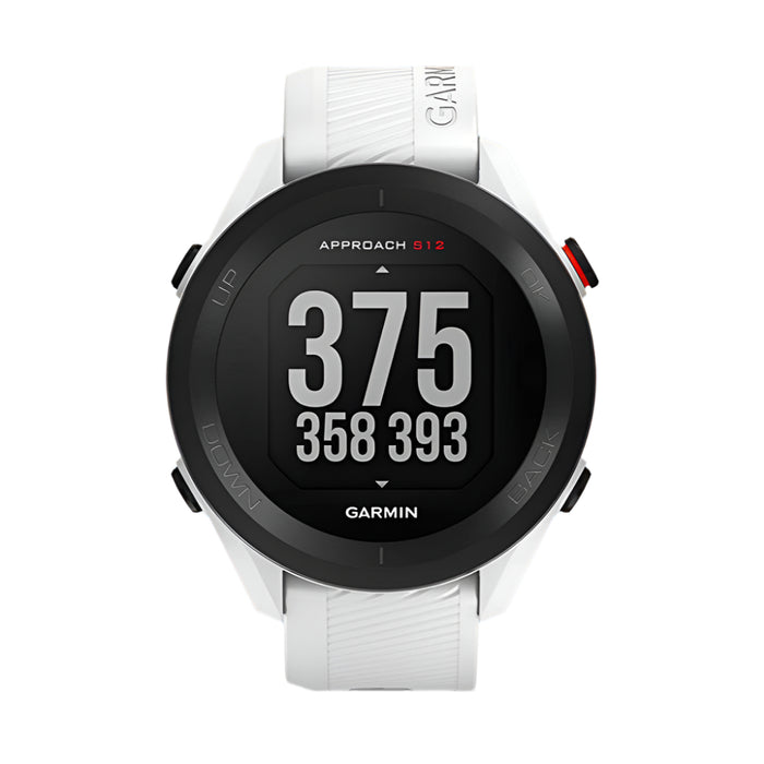 Garmin Approach S12 42k+ Preloaded Courses Easy-to-Use GPS Golf White Watch - 010-02472-02