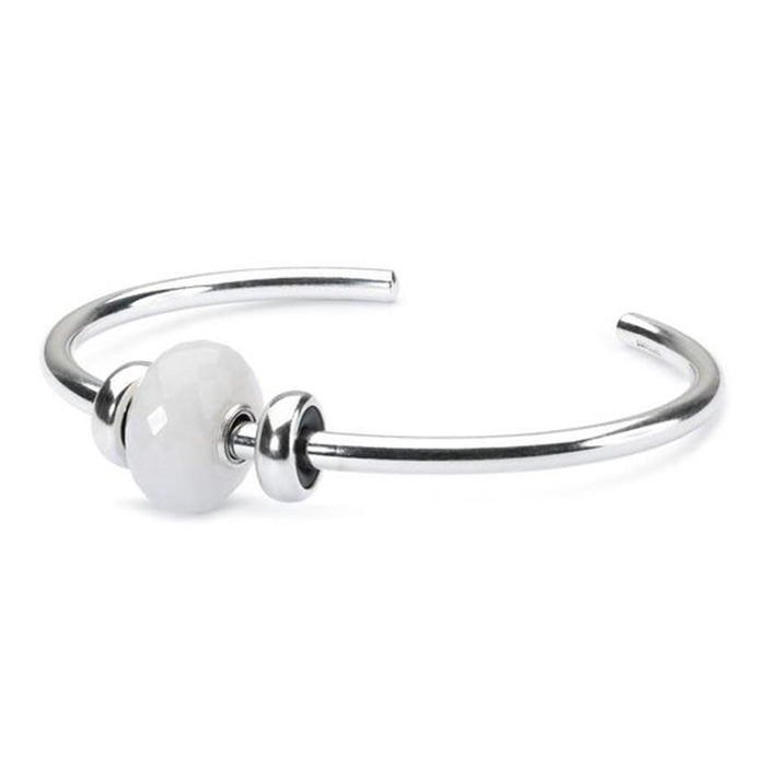 Trollbeads 925 Clear White Glass Bead Sterling Silver Ice Princess Bangle - TAGBO-00279