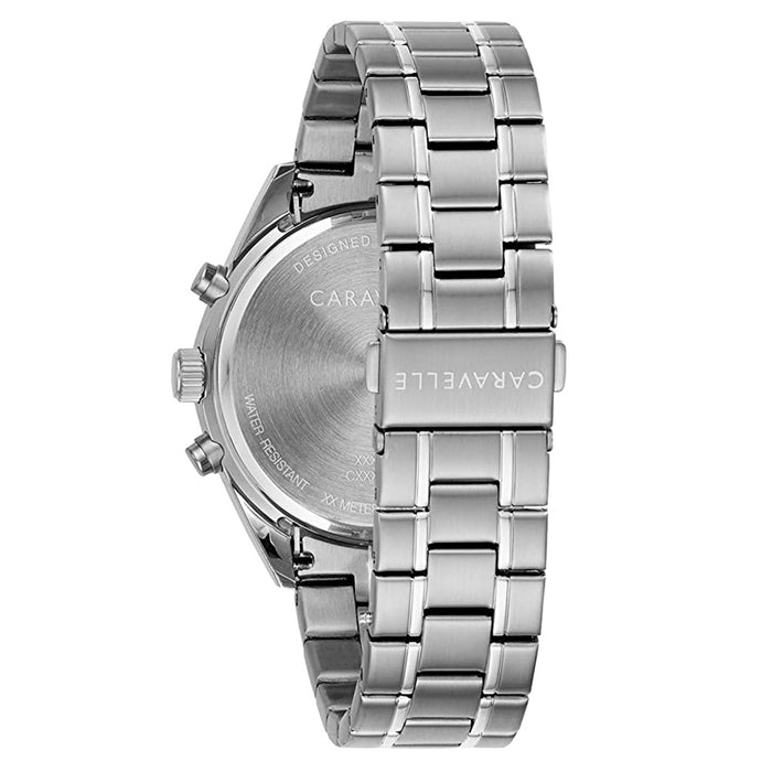 Caravelle Mens Blue Dial Silver Band Designed by Bulova Dress Watch - 43B164