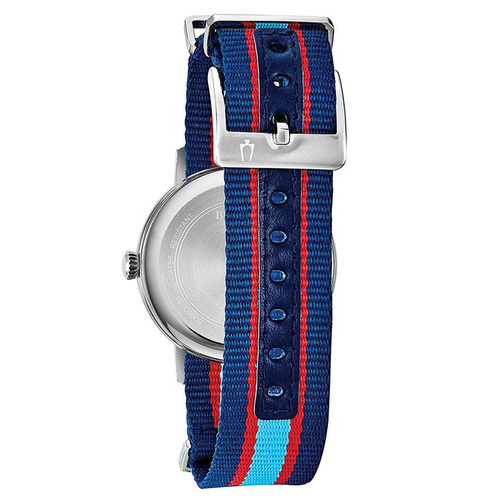 Bulova Aerojet Mens Blue/Red Stripes Nylon Band Blue Quartz Dial Watch - 96B315