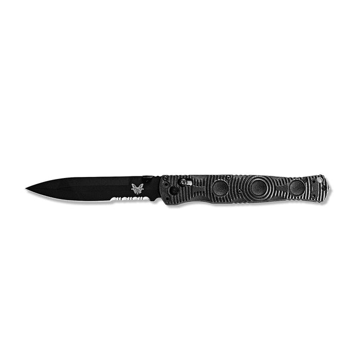 Benchmade Greg Thompson SOCP Folding D2 Black Cerakote Spear Point Combo Blade Black CF-Elite Handle Knife - BM-391SBK