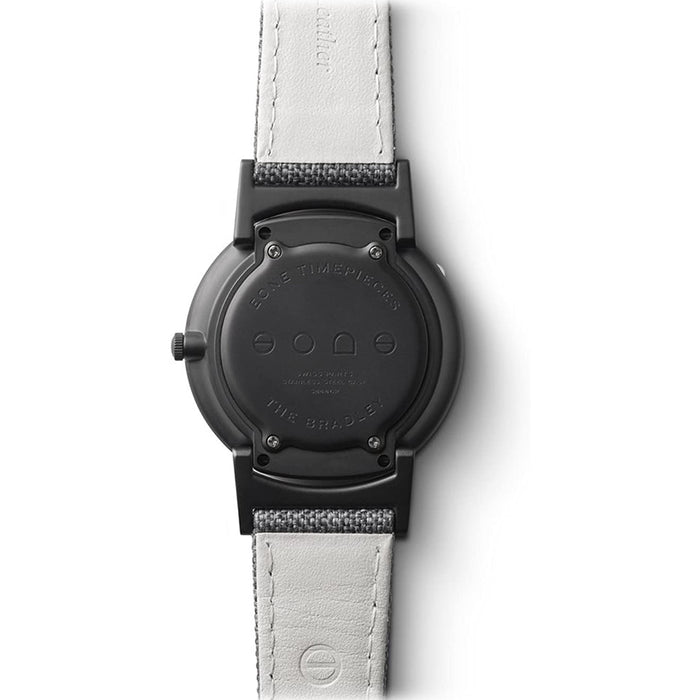 Eone New Collection Eone Unisex Black Dial Gray Canvas and Italian Leather Band Swiss Quar ...