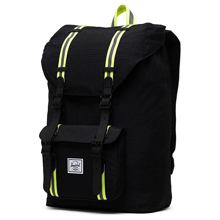Herschel Unisex Enzyme Ripstop/Black/Safety Yellow One Size Little America Mid-Volume Backpack - 10020-04886-OS