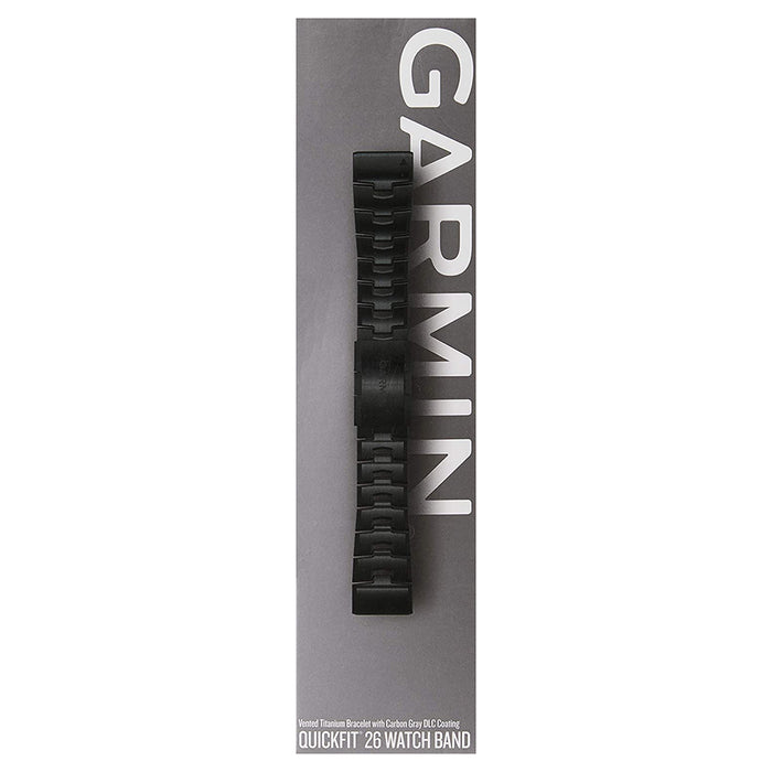 Garmin QuickFit 26mm Vented Carbon Gray Titanium Bracelet Watch Band - 010-12864-09