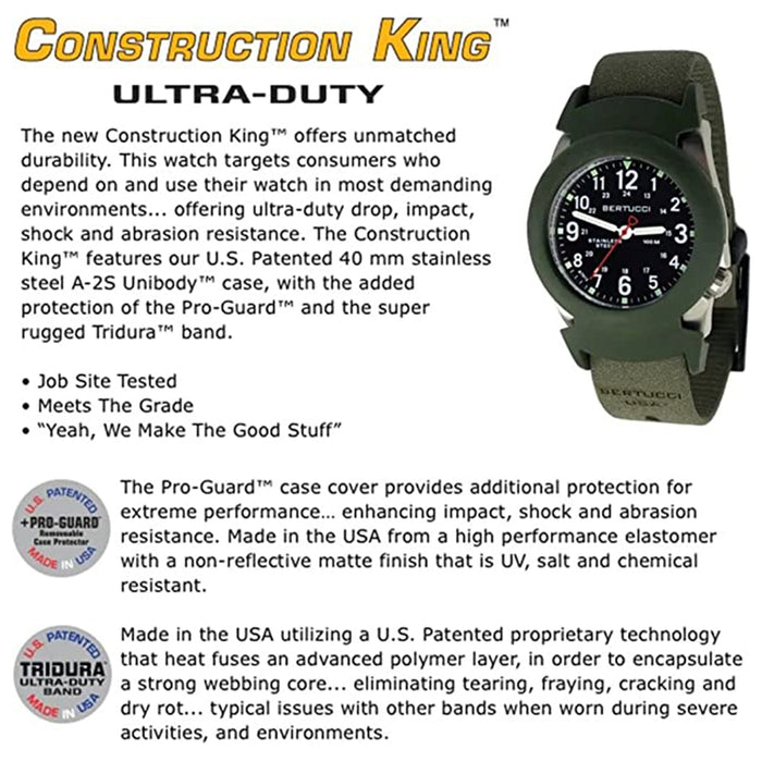 Bertucci A-2S Construction King Unisex Black Dial Foliage Tridura Band Japanese Quartz Watch - 11115
