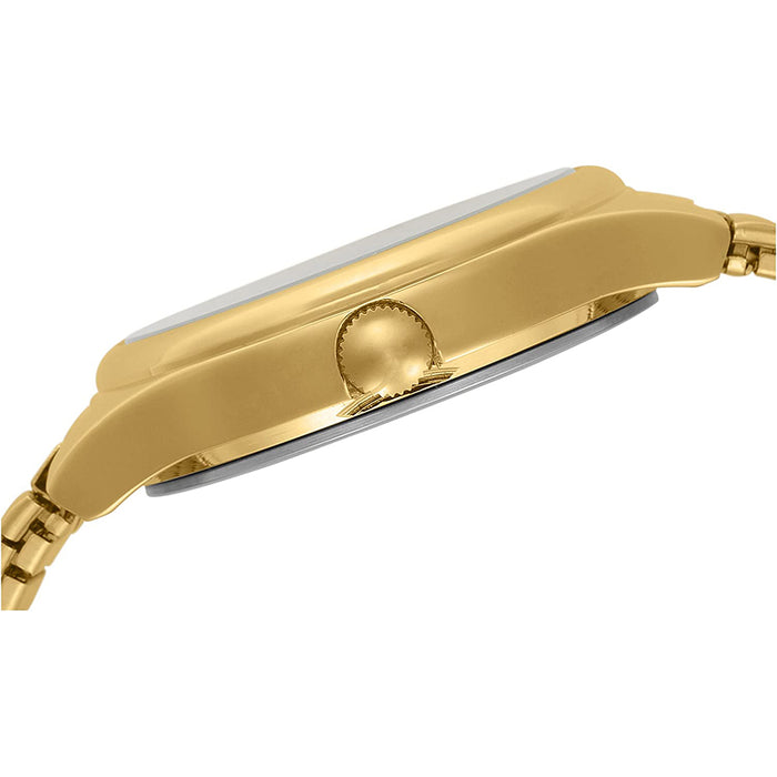 Timex Carriage Womens Gold-Tone Stainless Steel Bracelet White Analog Dial Quartz Watch - C3C238