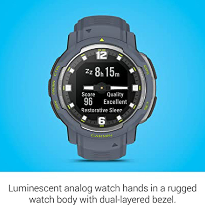 Garmin Instinct Crossover Blue Granite Silicone Analog Hands and Digital Display Rugged Hybrid Smartwatch - 010-02730-14
