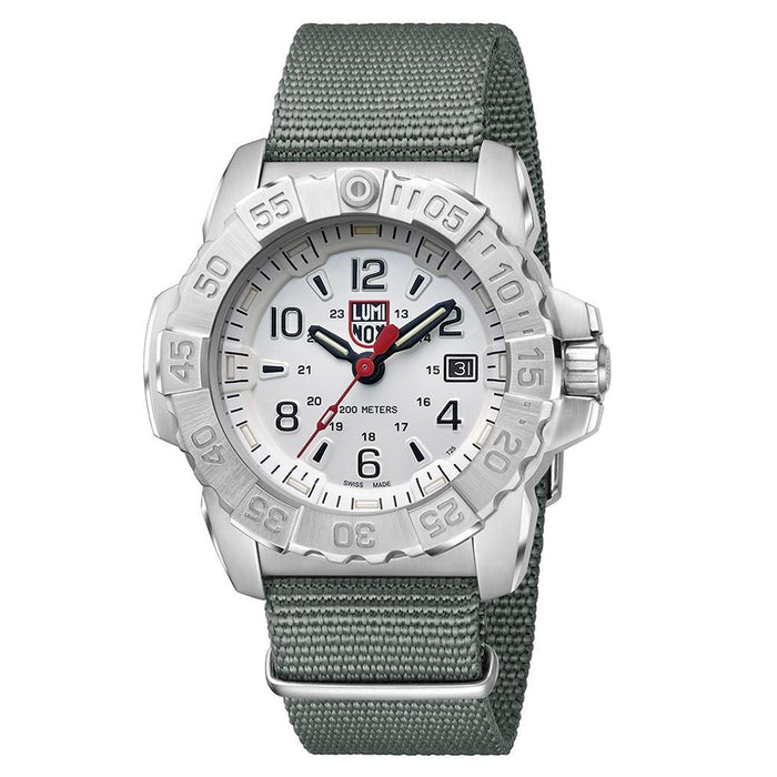 Luminox Men's Navy Seal Steel 3250 Series Gray Nylon Strap White Analog Dial Quartz Watch - XS.3257