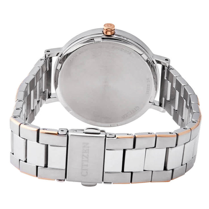Citizen Womens Eco Drive Quartz Silver Dial Stainless Steel Strap Two Tone Bracelet Watch - EM0766-50A