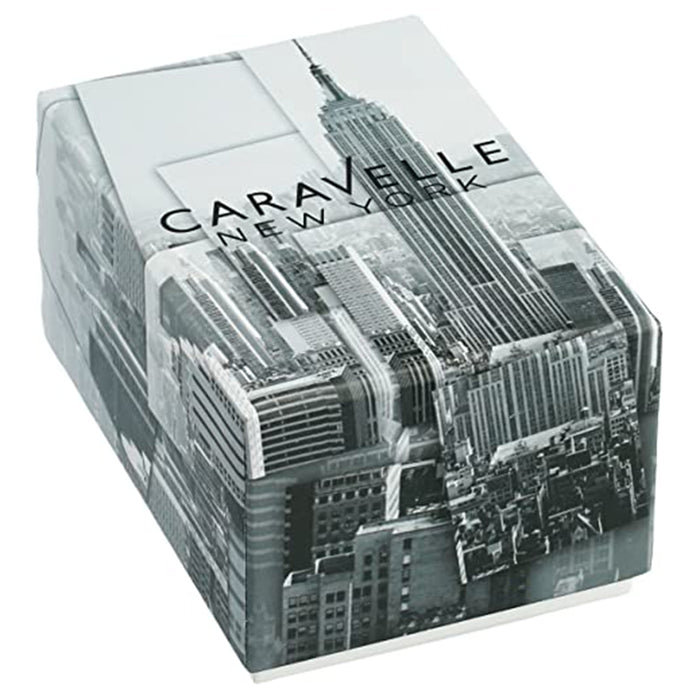 Caravelle New York Mens Analog-Quartz Black Dial Stainless-Steel Strap Silver Watch - 43A137