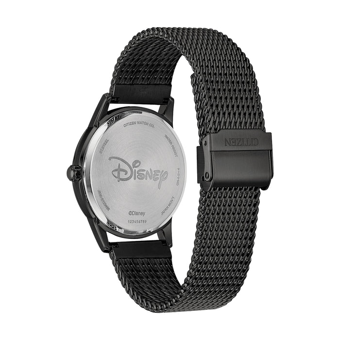 Citizen Eco-Drive Disney Mickey Mouse Unisex Black Ion-Plated Band Black Quartz Dial Watch - FE7065-52W