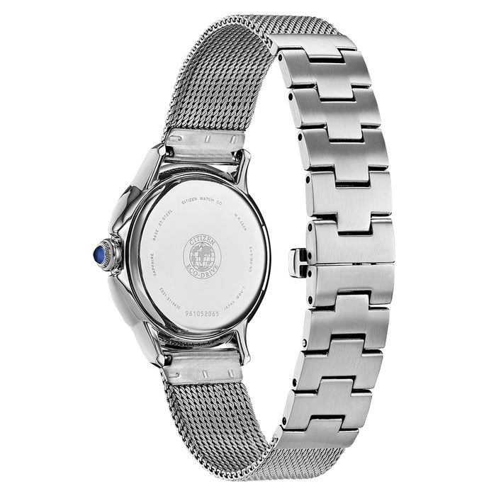 Citizen Ceci Eco-Drive Womens Grey Stainless Steel Band Blue Mother of Pearl Quartz Dial Watch -  EM0790-55N