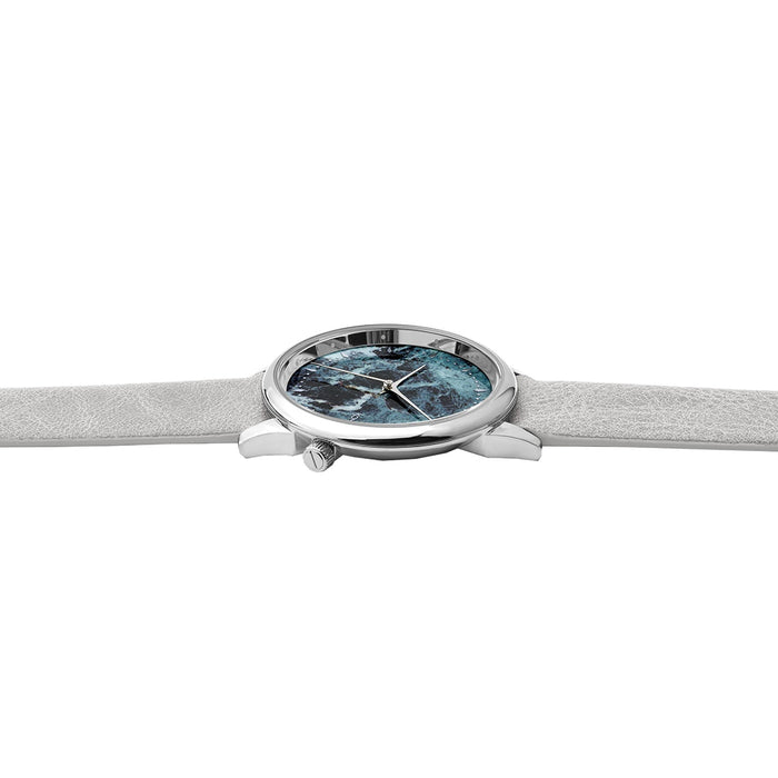 Komono Mens Estelle Marble Leather Band Grey Quartz Dial Watch - KOM-W2473
