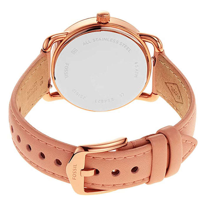 Fossil Womens Silver Dial Gold-Pink Band Stainless Steel Quartz Watch- ES4823