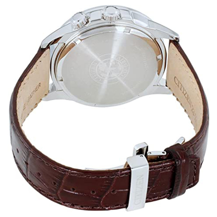 Citizen Mens Calendrier Eco-Drive Brown Dial Leather Band Wrist Watch - BU2020-29X