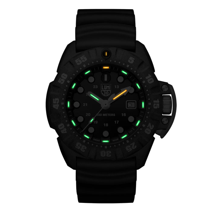 Luminox Men's Scott Cassell Deep Dive 1550 Series Black Rubber Band Black Analog Dial Quartz Watch - XS.1551