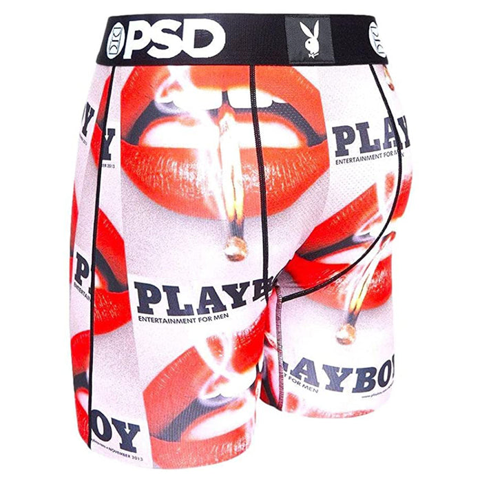 PSD Men's Black/Bunny Mouth Stretch Elastic Wide Band Boxer Brief Underwear - 122180042-BLK