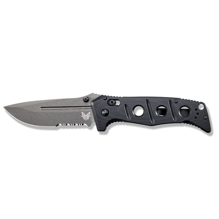 Benchmade 275SGY-1 Adamas Part Serrated Gray Blade Cruwear Black G10 Handle AXIS Lock Folder Knife - BM-275SGY-1