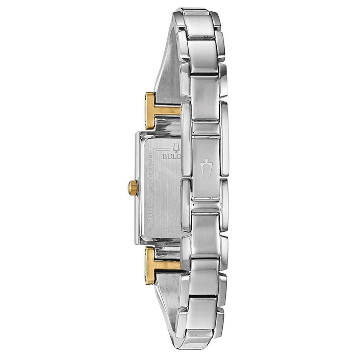 Bulova Womens Diamond Accent Two-Tone Stainless Steel Half-Bangle Mother-of-pearl Dial Quartz Watch - 98P188 - WatchCo.com