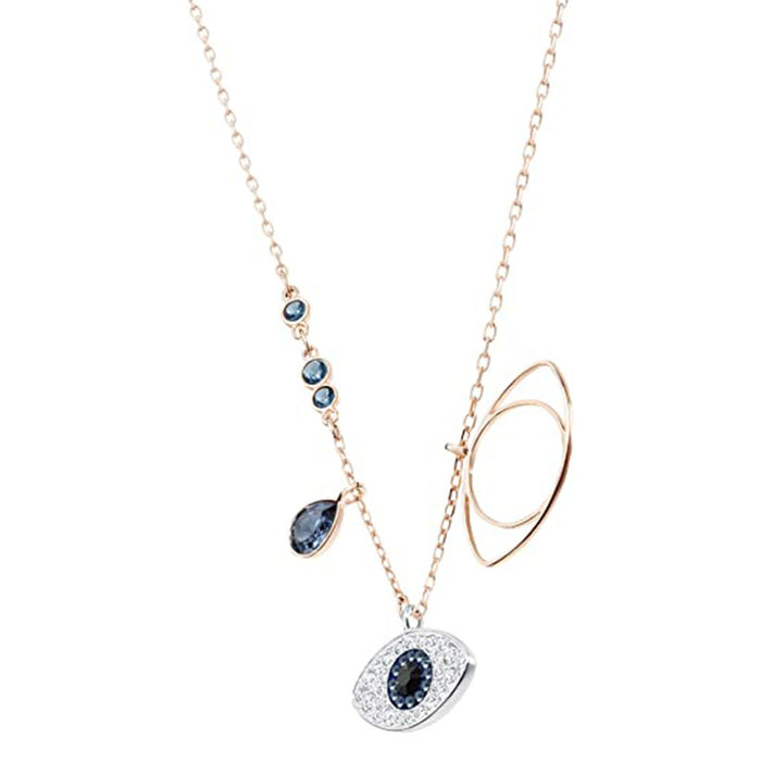 Swarovski Women's Blue Crystal Mixed Metal Finish Symbolic Evil Eye Pendant Necklace - SV-5172560
