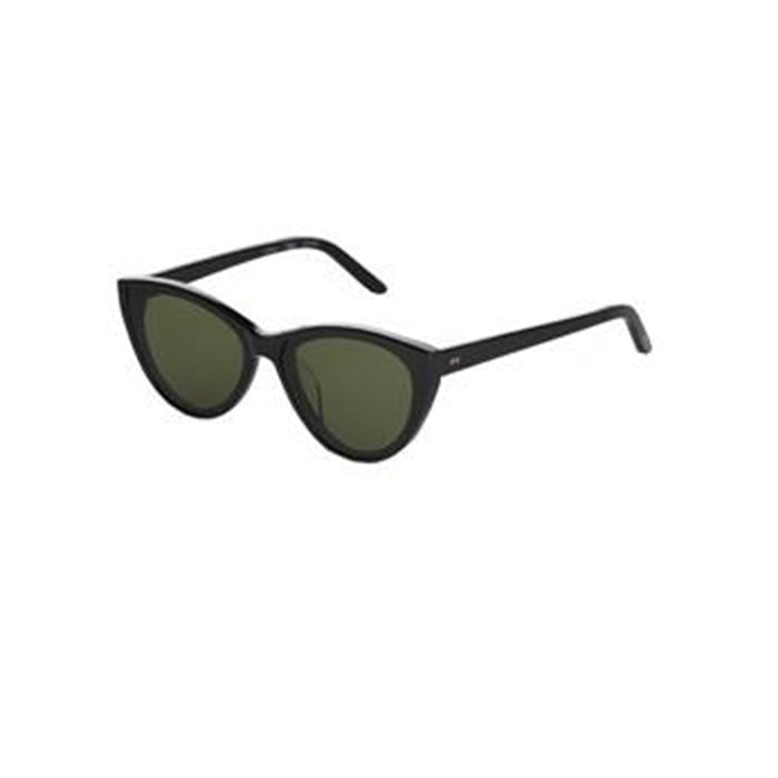 Womens Black Frame Green Lens Cat Eye Sunglasses - 10012320