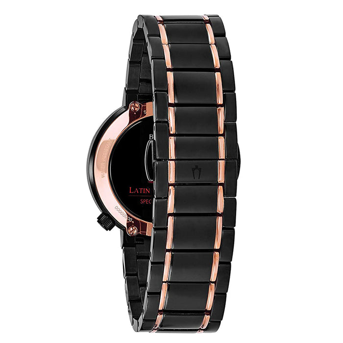 Bulova Womens Latin Grammy Edition Black Rose Gold Stainless Steel Strap Dress Watch - 98L240