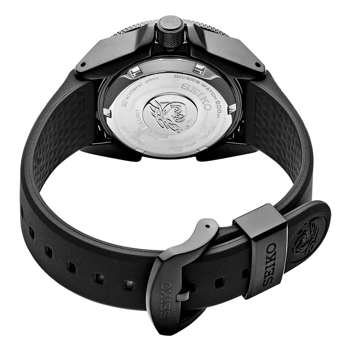 SEIKO Mens Seiko Samurai Prospex Automatic Dive Black Dial Ion Plated Case Rubber Dive Strap Watch - SRPH11