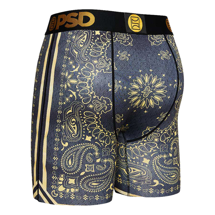 PSD Men's Black Baller Bndna Gld Micro Mesh Boxer Briefs Underwear - 421180064-BLK