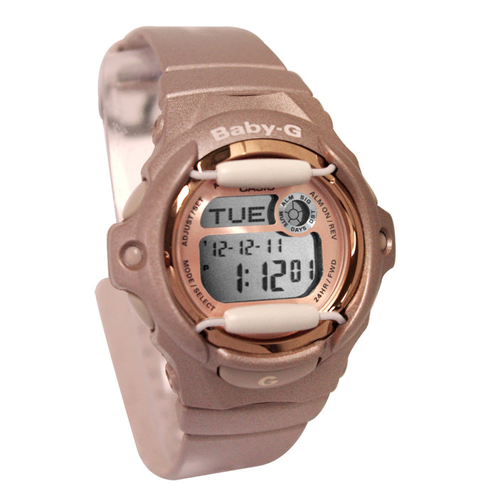 Casio Womens Baby-G Beige Resin Strap Pink Digital Dial Quartz Watch - BG169G-4