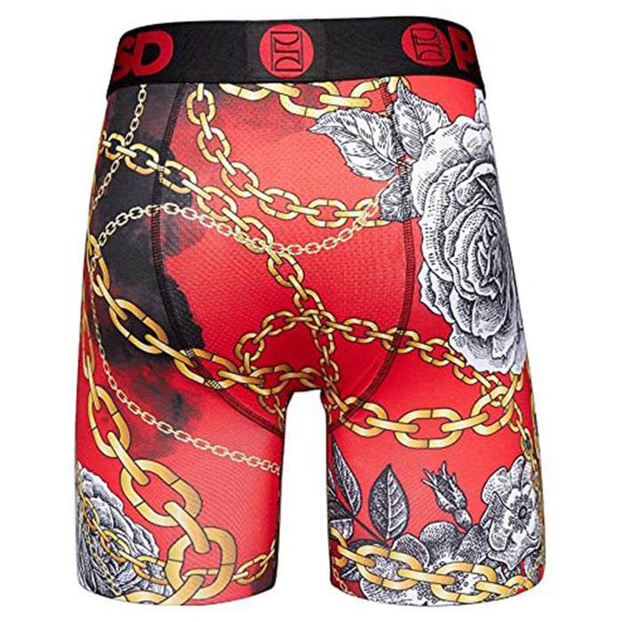 PSD Men's Red Retro Luxury Printed Boxer Briefs Underwear - 121180014-RED