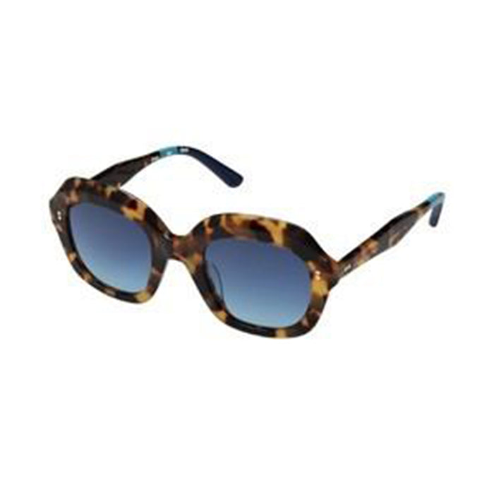 Mariska Womens Blonde Tortoise Frame Blue Gradient Lens Rectangular Sunglasses - 10013988