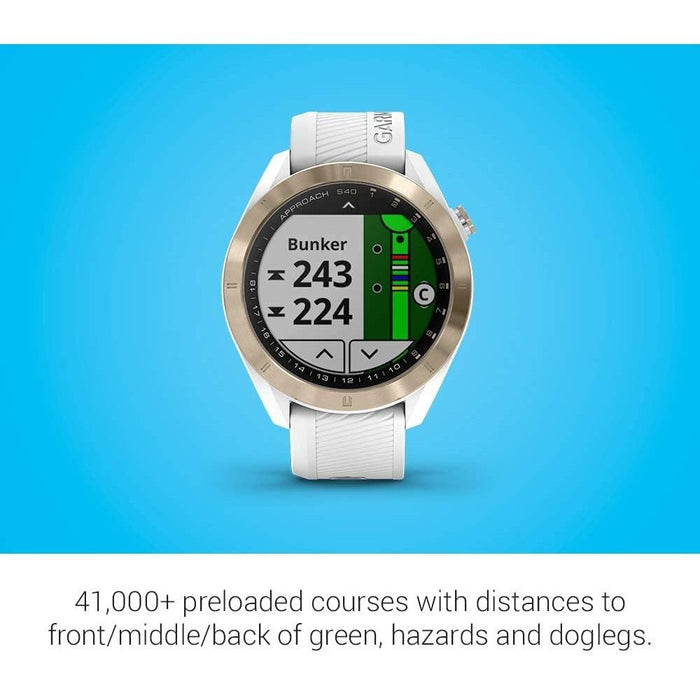 Garmin Approach S40 GPS Unisex White Silicone Band Digital Dial Golf Smartwatch - 010-02140-02 - WatchCo.com