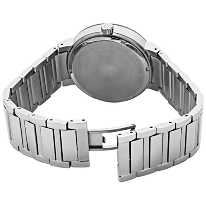Bulova Mens Japanese Quartz Black Dial Silver Stainless Steel Strap Watch - 96C105