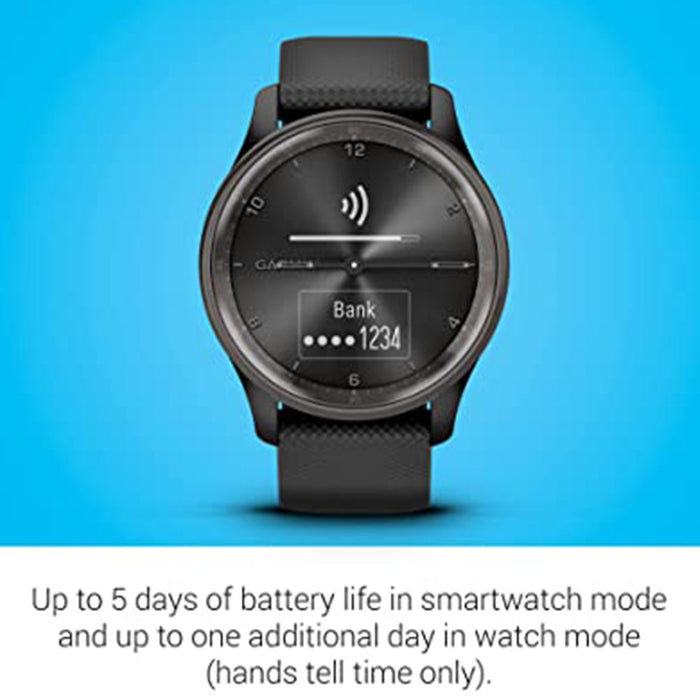 Garmin vivomove Trend Black Dial Long-Lasting Battery Life Dynamic Watch Hands and Touchscreen Display Stylish Hybrid Smartwatch - 010-02665-00