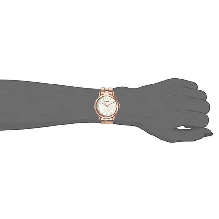 Timex Womens Briarwood Rose Gold-Tone Band White Dial Stainless Steel Quartz Watch - TW2T45600