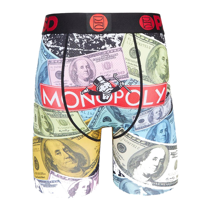PSD Men's Multi/Money Game Stretch Elastic Wide Band Boxer Brief Underwear - 122180010-MUL