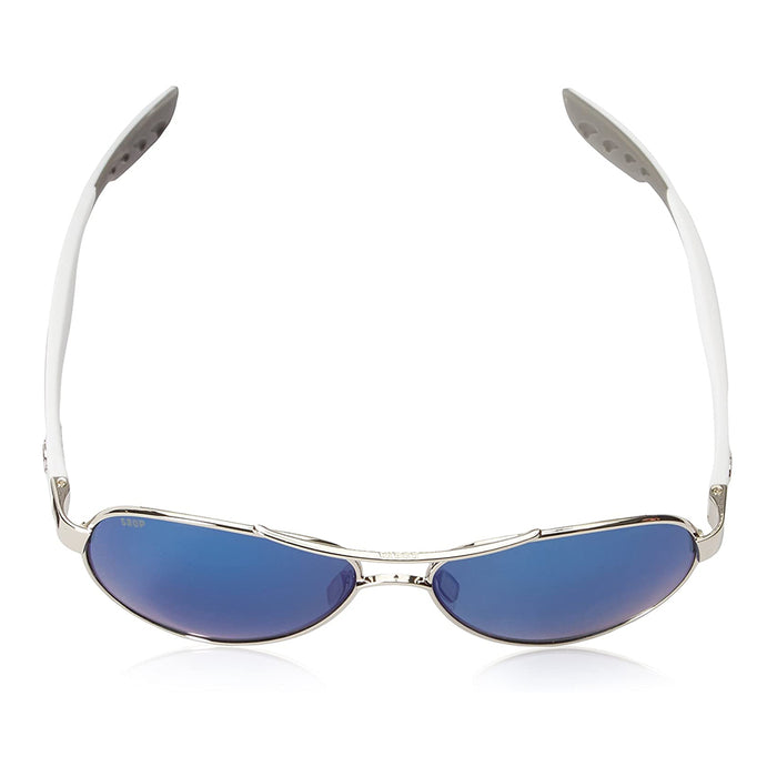 Costa Del Mar Womens Loreto Aviator Palladium Frame Grey Blue Mirror Polarized 580p Lens Sunglasses - LR21OBMP