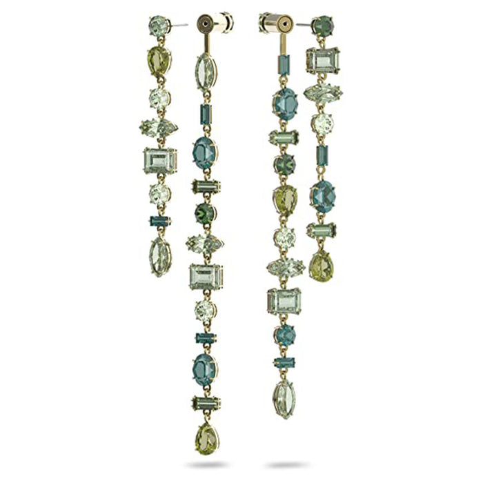 Swarovski Women's Green Crystals Rhodium Finish Metal Gema Drop Earrings - 5613734