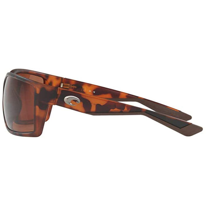 Costa Del Mar Mens Reefton Rectangular Matte Retro Tortuga Polarized Copper Sunglasses - RFT66OCP