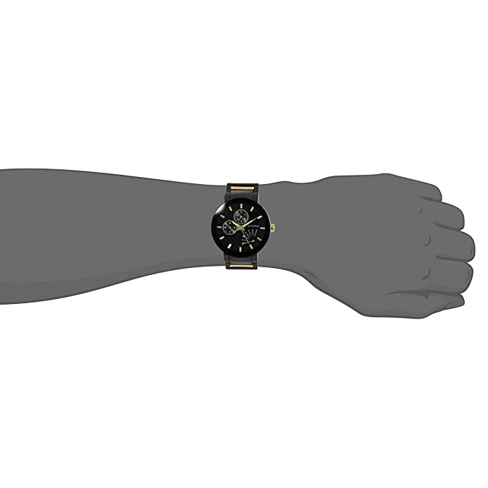 Bulova Men's Multi-Function Modern Stainless Steel Black and Gold Sport Watch - 98C124