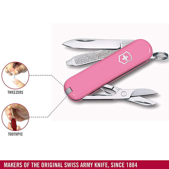 Victorinox Pink ‎Acrylonitrile Butadiene Styrene Handle ‎Stainless Steel Blade Swiss Army Pocket Folding Knife - 0.6223.51