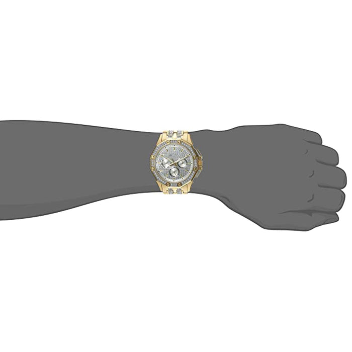Bulova Mens Crystal Silver Dial Yellow Gold Tone Watch - 98C126