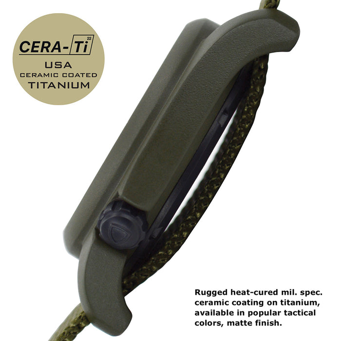 Bertucci Mens A-2CT CERA-TI Defender Olive Nylon Band Rhino Gray Dial Analog Swiss Quartz Wrist Watch - 12135