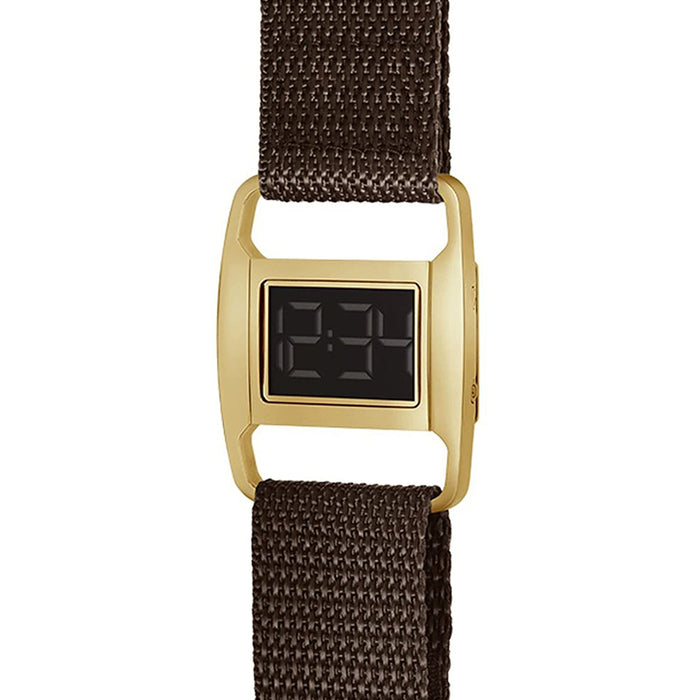 Void Womens Stainless Steel Case Brown Nylon Strap Black Dial Gold Watch - PXR5-PG/BW