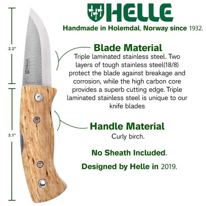 HELLE Kletten Triple Laminated Stainless Steel Drop Point V Grind Traditional Folding Knife - HELLE662