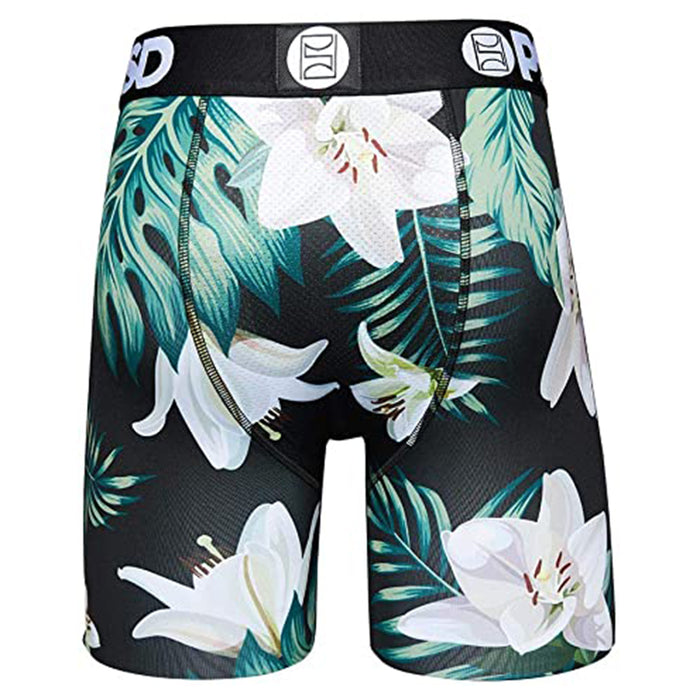 PSD Men's Black Lilly Floral Boxer Briefs Underwear - 121180023-BLK