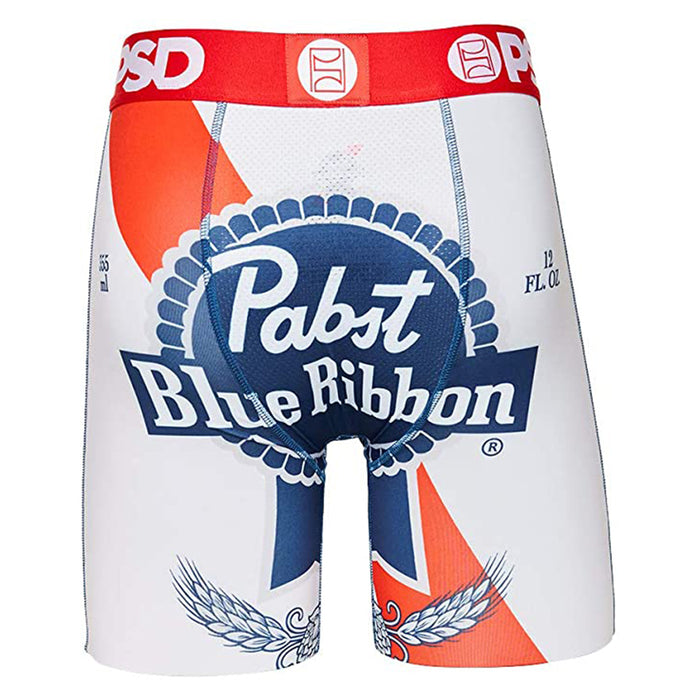 PSD Mens PBR Pabst Blue Ribbon Vintage Can Urban Stretch Wide Band Boxers Briefs Underwear - 121180083-WHT-XL