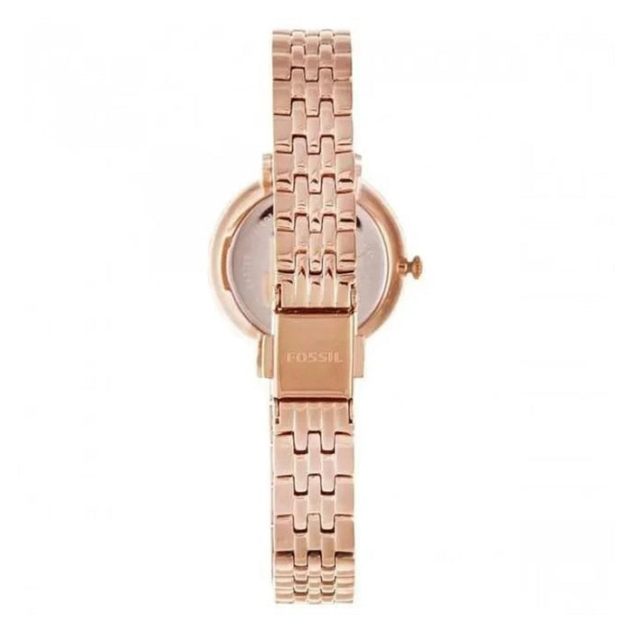 Fossil Womens Jacqueline Small Three-Hand Stainless Steel Case and Bracelet Silver Dial Rose Gold Watch - ES3799